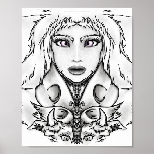 Fine Line Art zeichn von Animalia mit Tieren Poster (Vorne)
