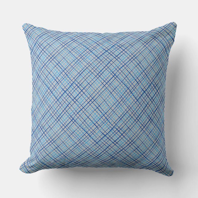 Fine lines Checkered pattern C08.Blue Offwhite BG Kissen (Vorderseite)