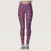 Fine lines Checkered pattern C09.pink on Black BG Leggings (Vorderseite)