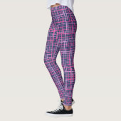 Fine lines Checkered pattern C09.pink on DBlue BG Leggings (Links)