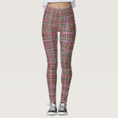 Fine lines Checkered pattern C09.pink on DGreen BG Leggings (Vorderseite)