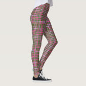 Fine lines Checkered pattern C09.pink on DGreen BG Leggings (Rechts)