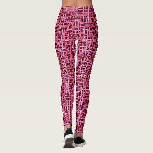 Fine lines Checkered pattern C09.pink on DRed BG Leggings (Rückseite)