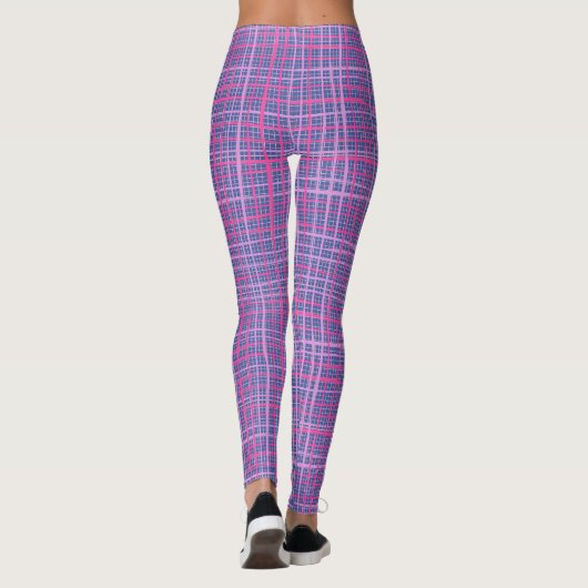 Fine lines Checkered pattern C09.pink on LBlue Leggings (Rückseite)