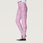 Fine lines Checkered pattern C09.pink on offwhite Leggings (Links)