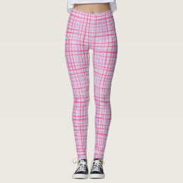 Fine lines Checkered pattern C09.pink on offwhite Leggings
