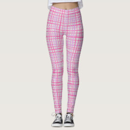 Fine lines Checkered pattern C09.pink on offwhite Leggings