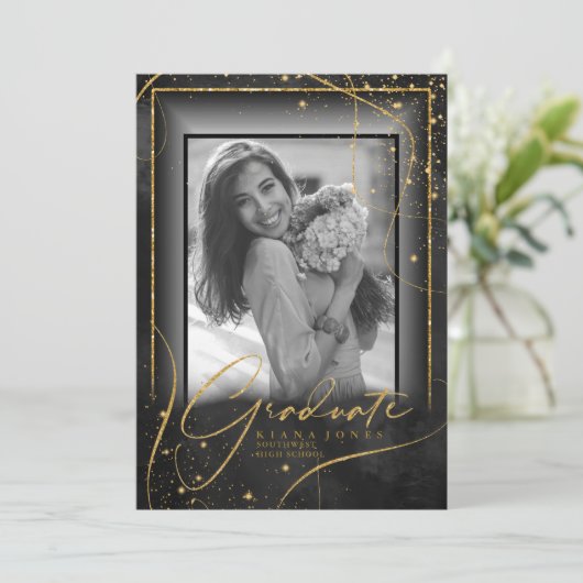 Fine Lines Gold Abstrakt Abschluss Black ID907 (Stehend Vorderseite)