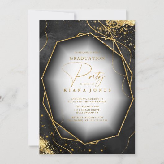 Fine Lines Gold Abstrakt Abschluss Black ID907 (Rückseite)