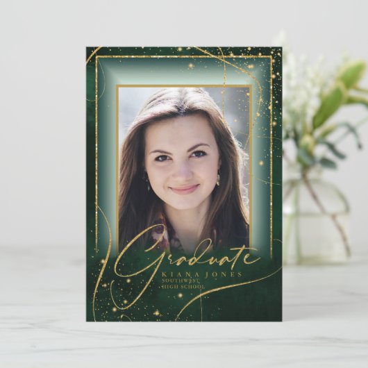 Fine Lines Gold Abstrakt Abschluss Green ID907 (Stehend Vorderseite)