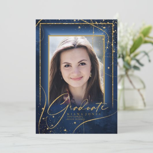 Fine Lines Gold Abstrakt Abschluss Navy ID907 (Stehend Vorderseite)