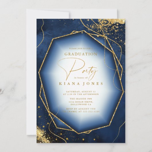 Fine Lines Gold Abstrakt Abschluss Navy ID907 (Rückseite)