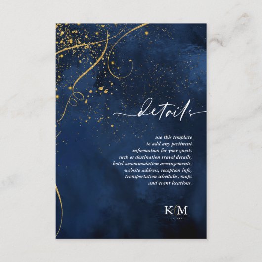 Fine Lines Gold Abstrakt Details Navy ID867 Begleitkarte (Vorderseite)