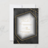 Fine Lines Gold Abstrakt Wedding Black ID867 RSVP Karte (Vorderseite)