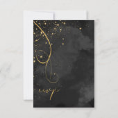Fine Lines Gold Abstrakt Wedding Black ID867 RSVP Karte (Rückseite)