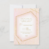 Fine Lines Gold Abstrakt Wedding Blush ID867 RSVP Karte (Vorderseite)