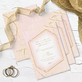 Fine Lines Gold Abstrakt Wedding Blush ID867 RSVP Karte