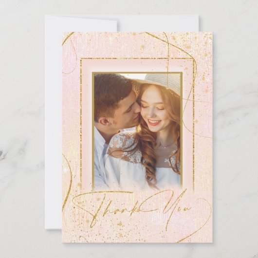 Fine Lines Gold Abstrakt Wedding Dank B ID867 Dankeskarte (Vorderseite)