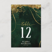 Fine Lines Gold Abstrakt Wedding Emerald ID867 Einladung (Vorderseite)