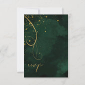 Fine Lines Gold Abstrakt Wedding Emerald ID867 RSVP Karte (Rückseite)