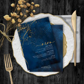 Fine Lines Gold Abstrakt Wedding Menu 1 Navy ID867