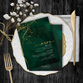 Fine Lines Gold Abstrakt Wedding Menu V1 Grn ID867