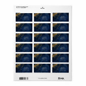 Fine Lines Gold Abstrakt Wedding Navy ID867 Adressaufkleber (Vorne)