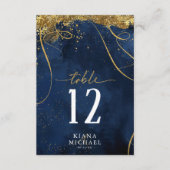 Fine Lines Gold Abstrakt Wedding Navy ID867 Einladung (Vorderseite)