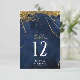 Fine Lines Gold Abstrakt Wedding Navy ID867 Einladung