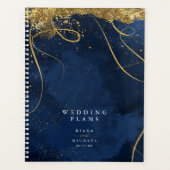 Fine Lines Gold Abstrakt Wedding Navy ID867 Planer (Vorderseite)