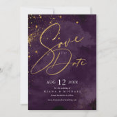 Fine Lines Gold Abstrakt Wedding Plum ID867 Save The Date (Vorderseite)