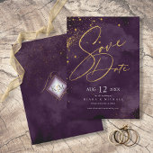 Fine Lines Gold Abstrakt Wedding Plum ID867 Save The Date