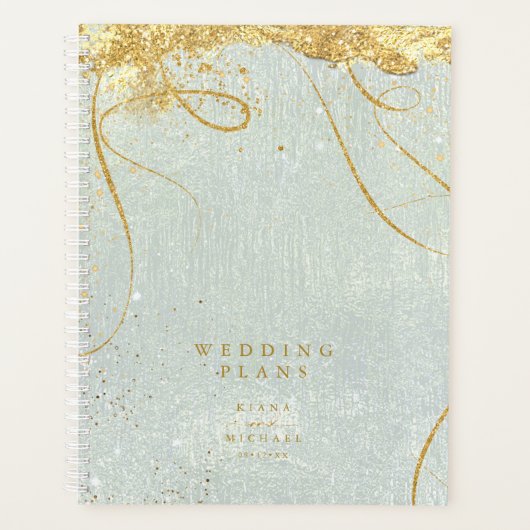 Fine Lines Gold Abstrakt Wedding Sage ID867 Planer (Vorderseite)