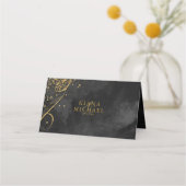 Fine Lines Gold Abstrakt Wedding Table Bk ID867 Platzkarte (Rückseite)