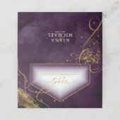 Fine Lines Gold Abstrakt Wedding Table Plum ID867 Platzkarte (Außenseite Aufgefaltet)
