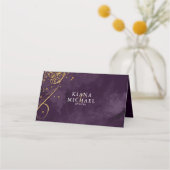 Fine Lines Gold Abstrakt Wedding Table Plum ID867 Platzkarte (Rückseite)