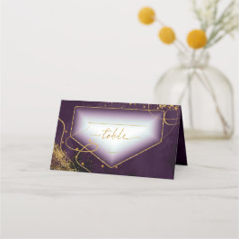 Fine Lines Gold Abstrakt Wedding Table Plum ID867 Platzkarte