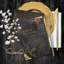 Fine Lines Gold Abstrakt Wedding V1 Black ID867