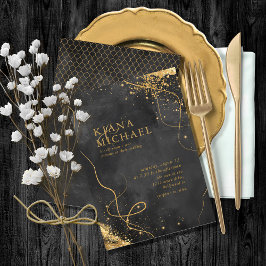 Fine Lines Gold Abstrakt Wedding V1 Black ID867