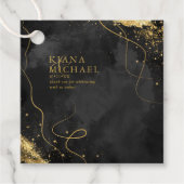 Fine Lines Gold Abstrakt Wedding V1 Black ID867 Geschenkanhänger (Vorderseite)