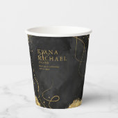 Fine Lines Gold Abstrakt Wedding V1 Black ID867 Pappbecher (Vorderseite)
