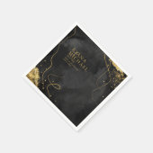 Fine Lines Gold Abstrakt Wedding V1 Black ID867 Serviette (Ecke)