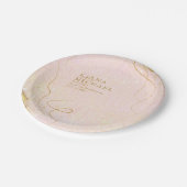 Fine Lines Gold Abstrakt Wedding V1 Blush ID867 Pappteller (Schrägansicht)