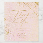 Fine Lines Gold Abstrakt Wedding V1 Blush ID867 Weinetikett (Einzelnes Label)