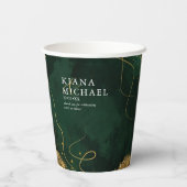 Fine Lines Gold Abstrakt Wedding V1 Emerald ID867 Pappbecher (Rückseite)