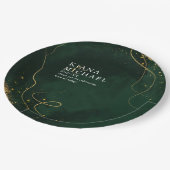 Fine Lines Gold Abstrakt Wedding V1 Emerald ID867 Pappteller (Schrägansicht)