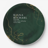 Fine Lines Gold Abstrakt Wedding V1 Emerald ID867 Pappteller (Vorderseite)