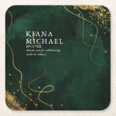 Fine Lines Gold Abstrakt Wedding V1 Emerald ID867 Rechteckiger Pappuntersetzer (Vorderseite)