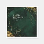 Fine Lines Gold Abstrakt Wedding V1 Emerald ID867 Serviette (Vorderseite)