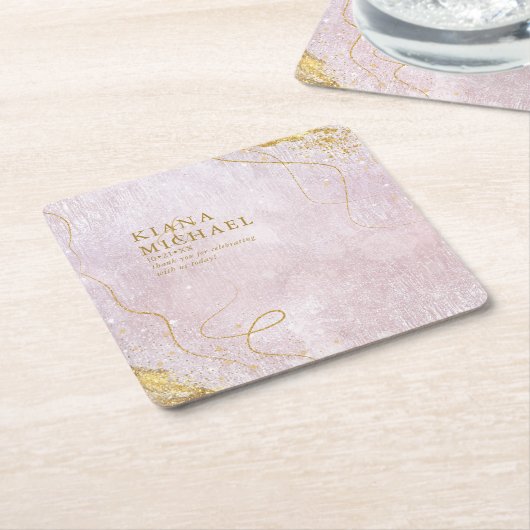 Fine Lines Gold Abstrakt Wedding V1 Mauve ID867 Rechteckiger Pappuntersetzer (angewinkelt)